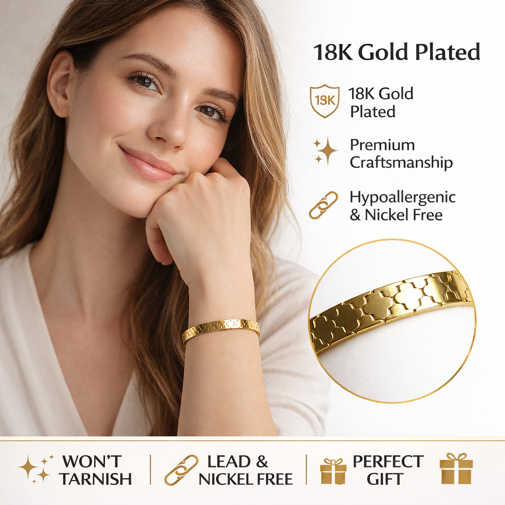 18K Gold Plated Stainless Steel Premium Bracelet for Women - KJKBL017