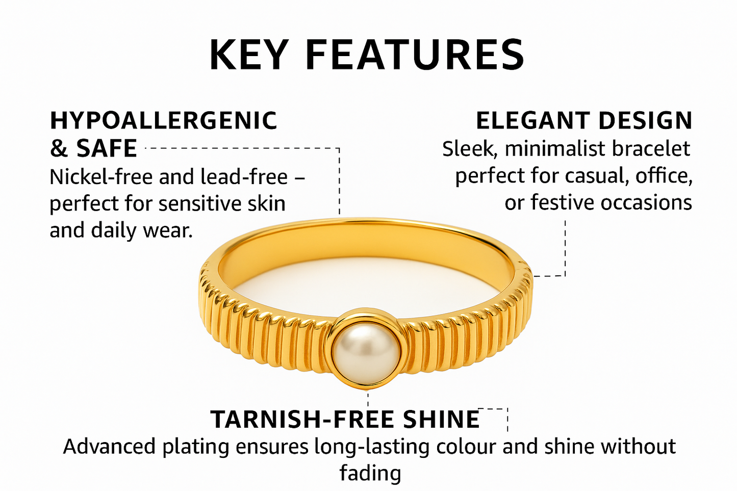18K Gold Plated Stainless Steel Premium Bracelet for Women - KJKBL007