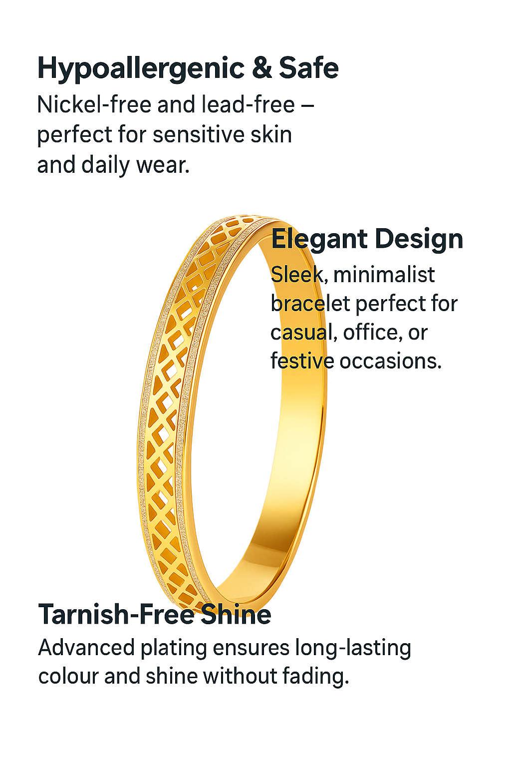 18K Gold Plated Stainless Steel Premium Bracelet for Women - KJKBL011