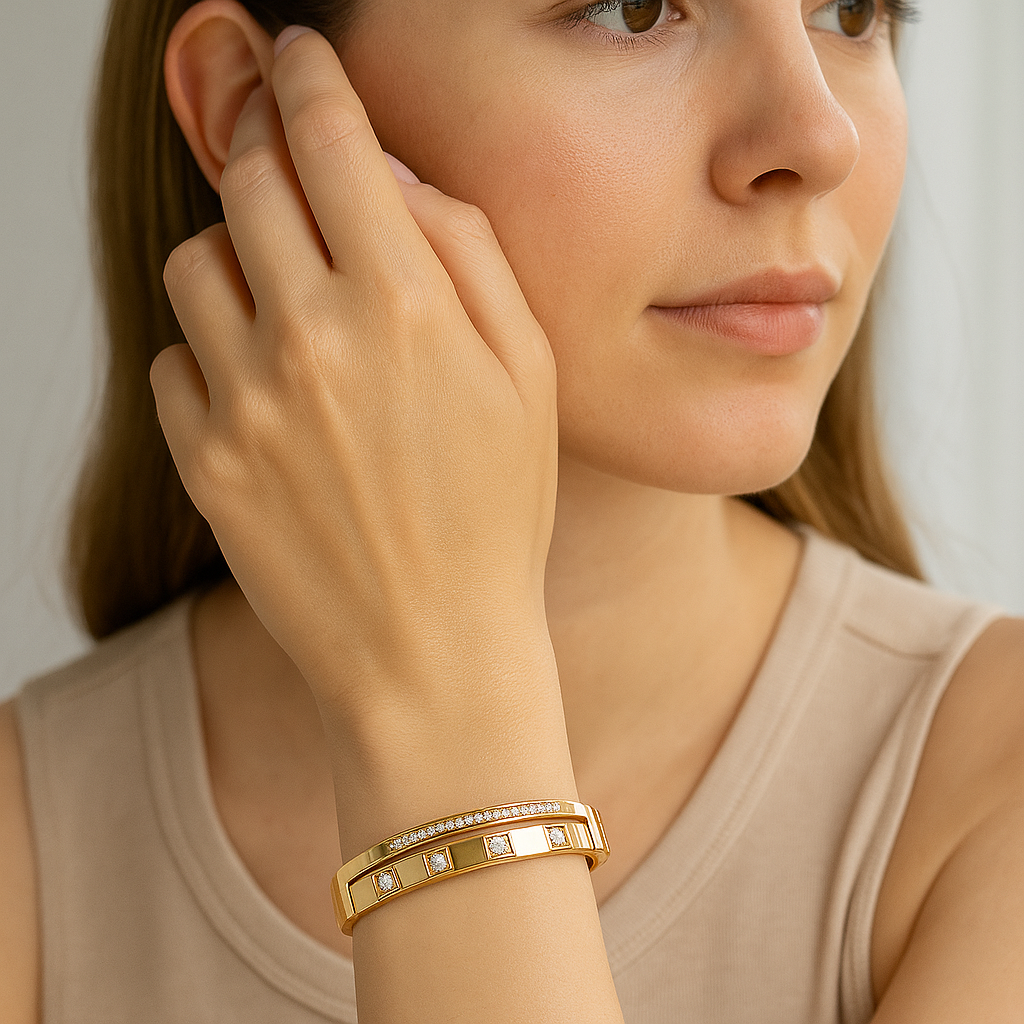 18K Gold Plated Stainless Steel Premium Bracelet for Women - KJKBL002