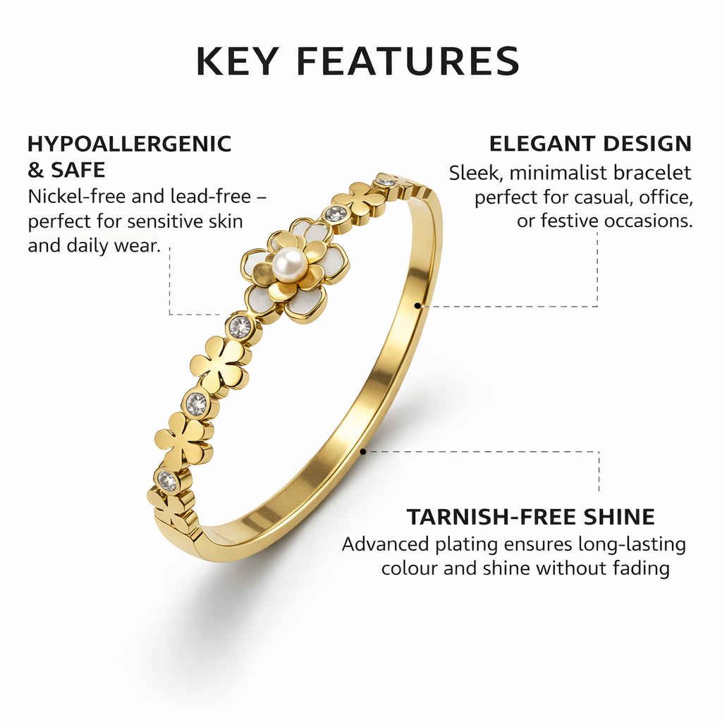 18K Gold Plated Stainless Steel Premium Bracelet for Women - KJKBL016