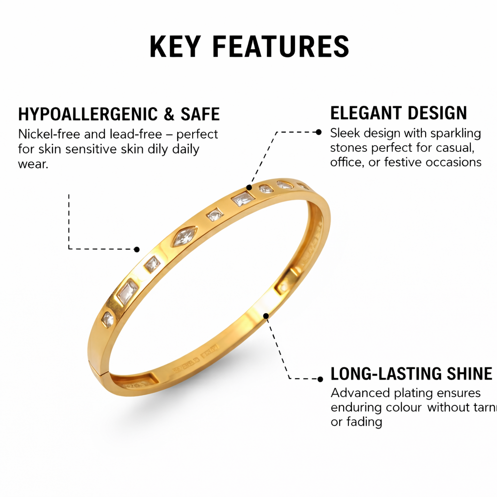 18K Gold Plated Stainless Steel Premium Bracelet for Women - KJKBL022