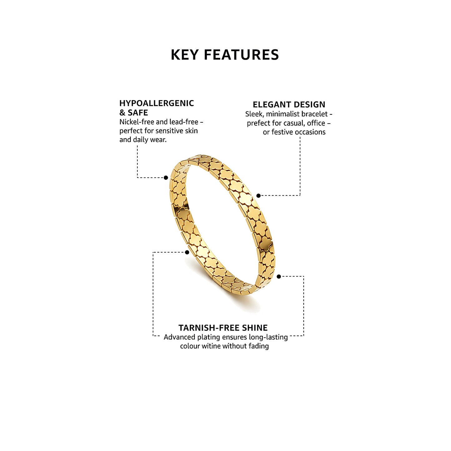 18K Gold Plated Stainless Steel Premium Bracelet for Women - KJKBL017
